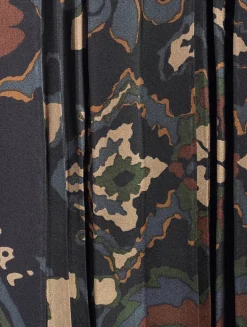 Pleated Satin Maxi Dress In Floral Print