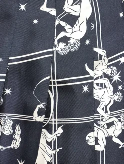 Pleated Silk Midi Skirt In Olympic Constellation Print