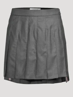 Pleated Twill Mini Skirt