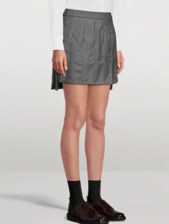 Pleated Twill Mini Skirt