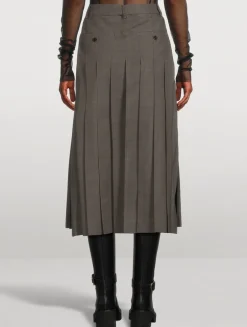 Pleated Voile Midi Skirt