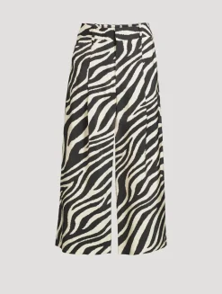 Pleated Wide-Leg Trousers In Zebra Print