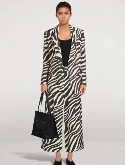 Pleated Wide-Leg Trousers In Zebra Print