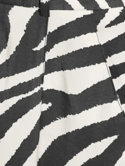 Pleated Wide-Leg Trousers In Zebra Print