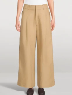 Pleated Wide-Leg Tuxedo Trousers