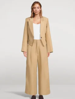Pleated Wide-Leg Tuxedo Trousers
