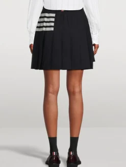Pleated Wool Mini Skirt