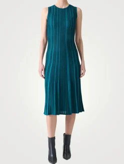 Plissé Knit Midi Dress