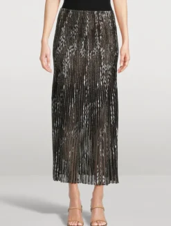 Plissé Lurex Midi Skirt