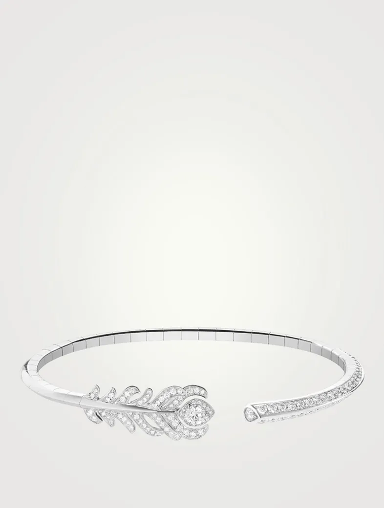 Plume De Paon 18K White Gold Bracelet With Diamonds