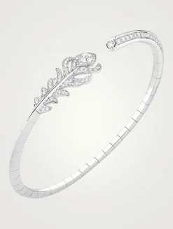 Plume De Paon 18K White Gold Bracelet With Diamonds