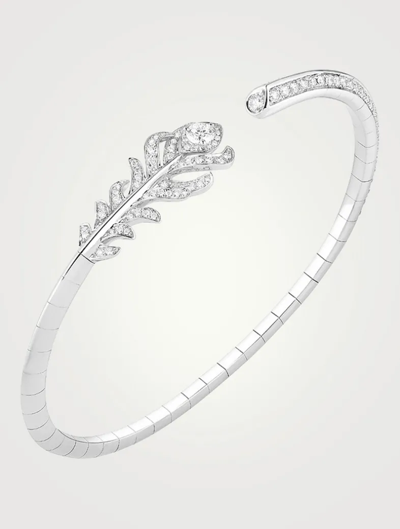 Plume De Paon 18K White Gold Bracelet With Diamonds
