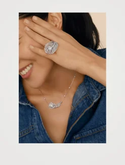 Plume De Paon White Gold Pendant Necklace With Diamonds