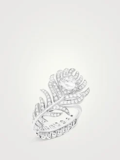 Plume De Paon White Gold Ring With Diamonds
