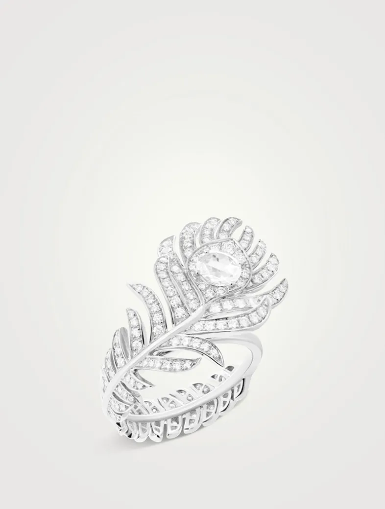 Plume De Paon White Gold Ring With Diamonds