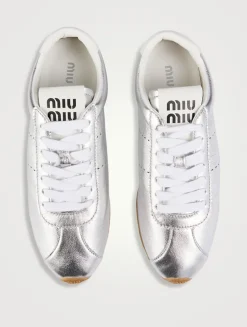 Plume Metallic Leather Sneakers
