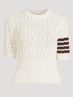 Pointelle Cable-Knit Sweater