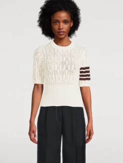 Pointelle Cable-Knit Sweater