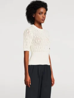 Pointelle Cable-Knit Sweater