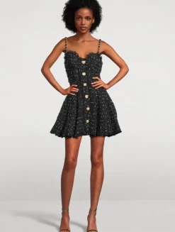 Polka Dot Tweed Mini Dress