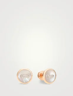 Pom Pom Dot 18K Rose Gold Earrings With Mother-Of-Pearl And Diamonds