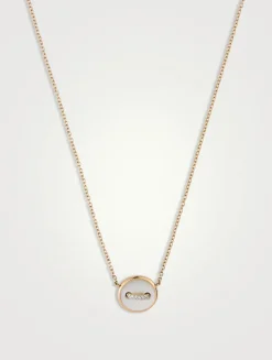 Pom Pom Dot 18K Rose Gold Necklace With Mother-Of-Pearl And Diamonds