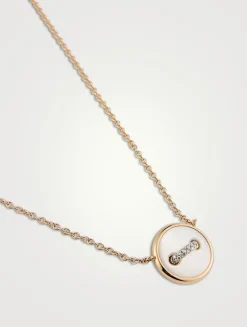 Pom Pom Dot 18K Rose Gold Necklace With Mother-Of-Pearl And Diamonds