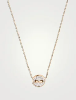 Pom Pom Dot 18K Rose Gold Necklace With Mother-Of-Pearl And Diamonds