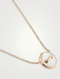 Pom Pom Dot 18K Rose Gold Necklace With Mother-Of-Pearl And Diamonds