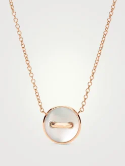 Pom Pom Dot 18K Rose Gold Necklace With Malachite And Diamonds