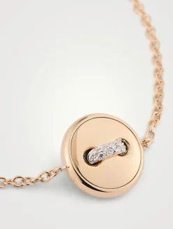 Pom Pom Dot 18K Rose Gold Reversible Bracelet With Turquoise And Diamonds