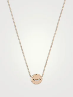 Pom Pom Dot 18K Rose Gold Reversible Pendant Necklace With Turquoise And Diamonds