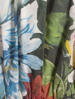 Poplin Midi Dress In Flower Bouquet Print