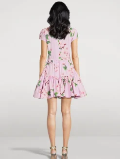 Poplin Mini Dress In Cherry Blossom Print