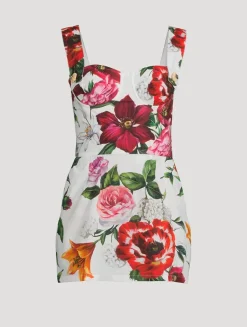 Poplin Mini Dress In Floral Print