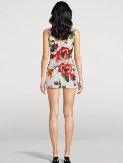 Poplin Mini Dress In Floral Print