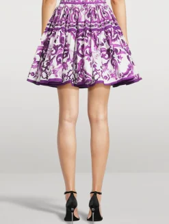 Poplin Mini Skirt In Majolica Print