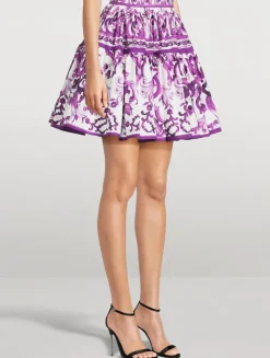 Poplin Mini Skirt In Majolica Print