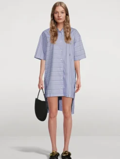 Poplin Shirt Dress In Stripe Print
