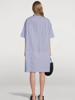 Poplin Shirt Dress In Stripe Print