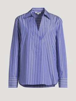 Poplin Tunic Shirt In Stripe Print