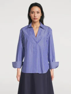 Poplin Tunic Shirt In Stripe Print