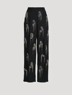 Porter Embellished Wide-Leg Trousers