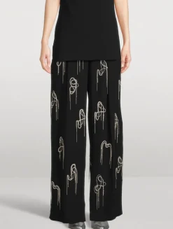 Porter Embellished Wide-Leg Trousers