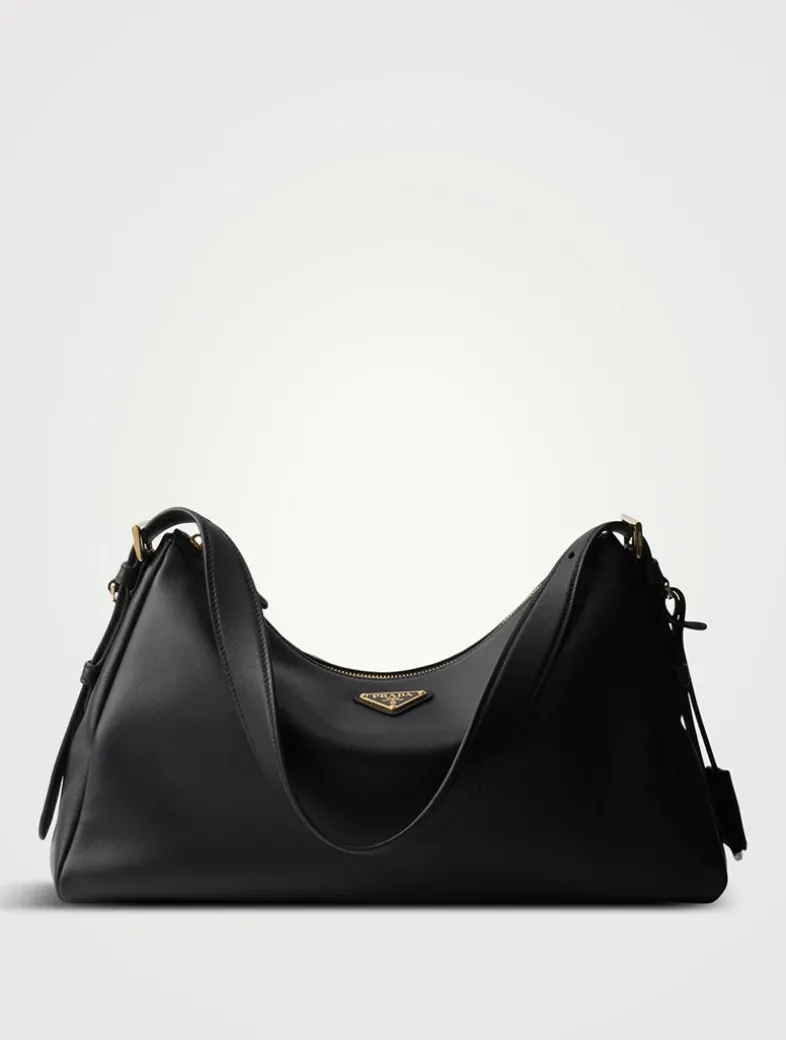Prada Aimée Large Leather Shoulder Bag