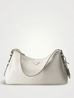 Prada Aimée Large Leather Shoulder Bag