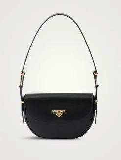 Prada Arqué Leather Shoulder Bag With Flap