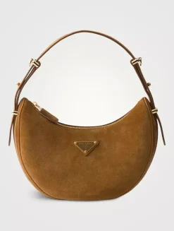 Prada Arqué Suede Shoulder Bag