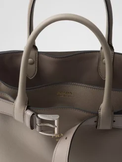 Prada Buckle Large Leather Handbag With Belt