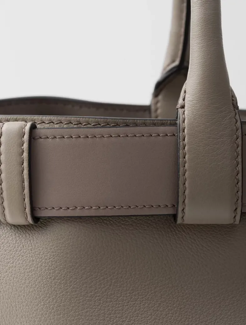 Prada Buckle Large Leather Handbag With Belt